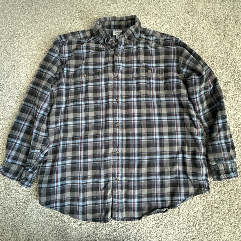 Carhartt Plaided Men's Long Sleeve Shirt 2XL Double Chest Pocket